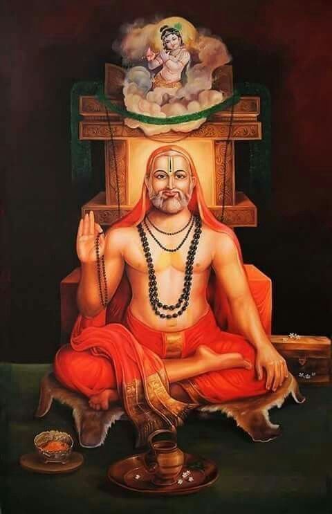 Devotional painting of Sri Raghavendra Swamy